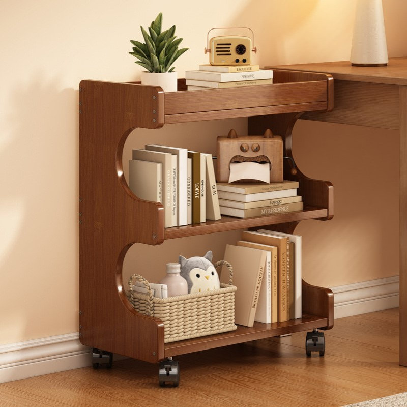 可移动置物架多层收纳架办公室简约小型书柜家用客厅书房简易书架