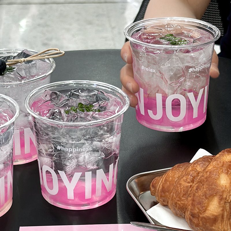 一次性咖啡杯PET500ml冷饮杯加厚高透拿铁美式杯带盖商用外卖打包