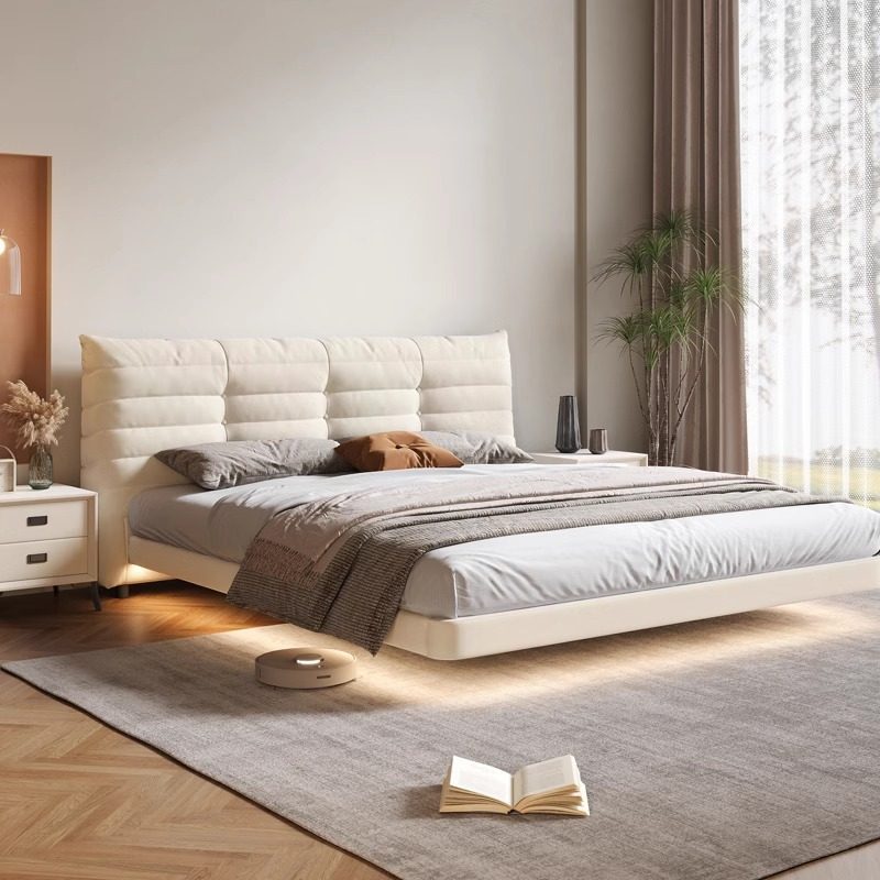 意式布艺床实木磨砂布毛毛虫悬浮床现代简约1.8m主次卧室双人床,电子元器件市场,电线扎带/束线带,淘宝优惠券,粉丝福利购,淘宝优惠卷