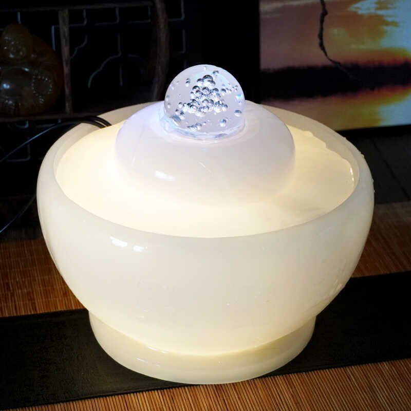 透光聚宝盆转运球家居装饰品x客厅招财水晶球石材送礼流水喷泉摆