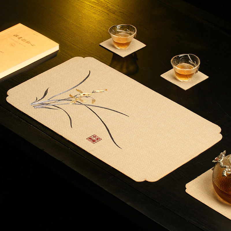 新中式茶席茶台布垫防水茶桌茶垫子禅意国风杯垫茶U托功夫茶具配