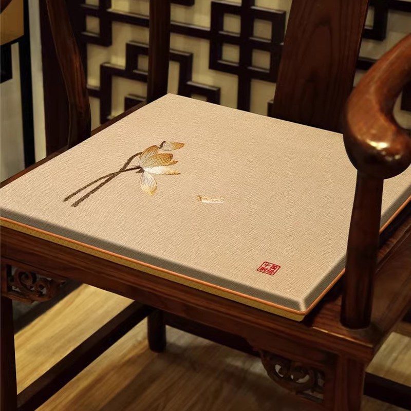 新中式椅垫红木圈椅太师椅t防滑坐垫茶桌餐桌实木椅子屁垫定制座