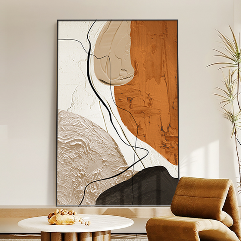 抽象客厅装饰画进门玄p关肌理大幅墙画沙发背景墙壁画高级感落地