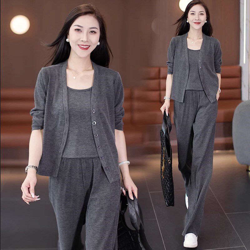 高档可外穿2024新款q家居服女款春秋款纯棉长袖秋冬款睡衣三件套