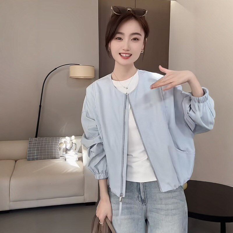 高级感超好看圆领棒球服外套女2025春装新款爆款洋气宽松休闲上衣