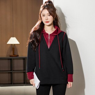 休闲上衣胖mm遮肚子显瘦长袖 特大码 230斤胖妹妹时尚 春装 T恤 女装