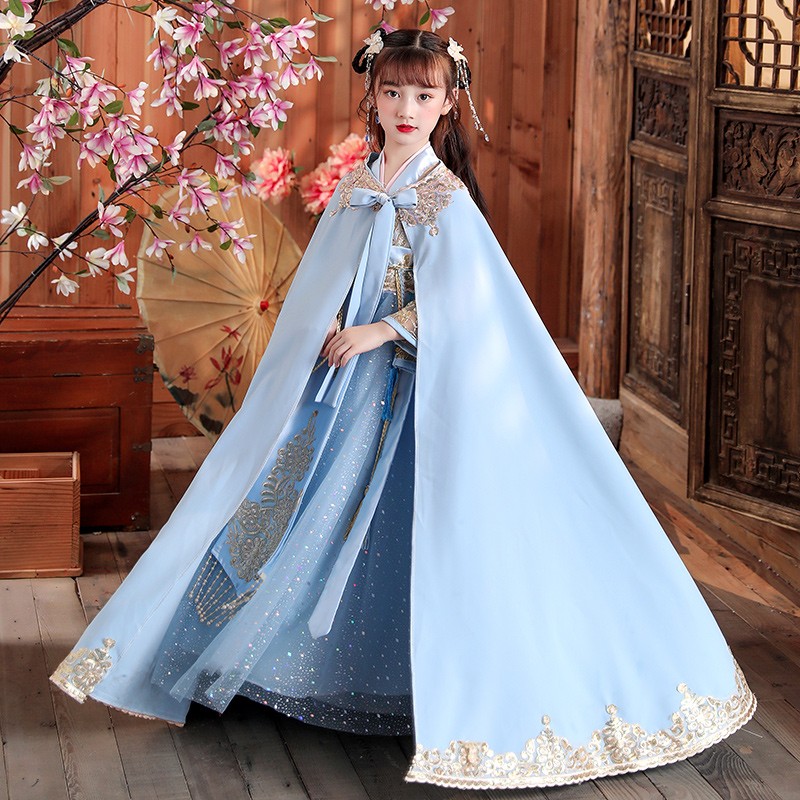 儿童汉服女童古装超仙长袖唐装中国风小女孩礼服古风拜年服秋冬装