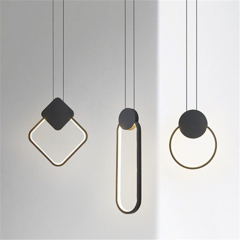 北欧后现代简约卧室床头玄关吧台鱼线小吊灯铝材餐厅装饰灯