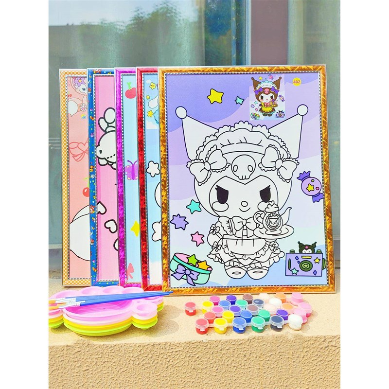 儿童画画涂色泡沫板广场涂鸦画板颜料水彩画diy水粉画摆摊套装