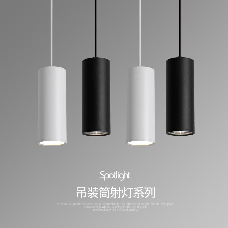 led明装筒灯吊线圆柱形吸顶免开孔长筒吊灯餐厅办公商场吊装射灯