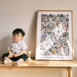 青空馆宝宝百睡图照片墙多张照片儿F童相框情侣挂墙百天周岁礼物