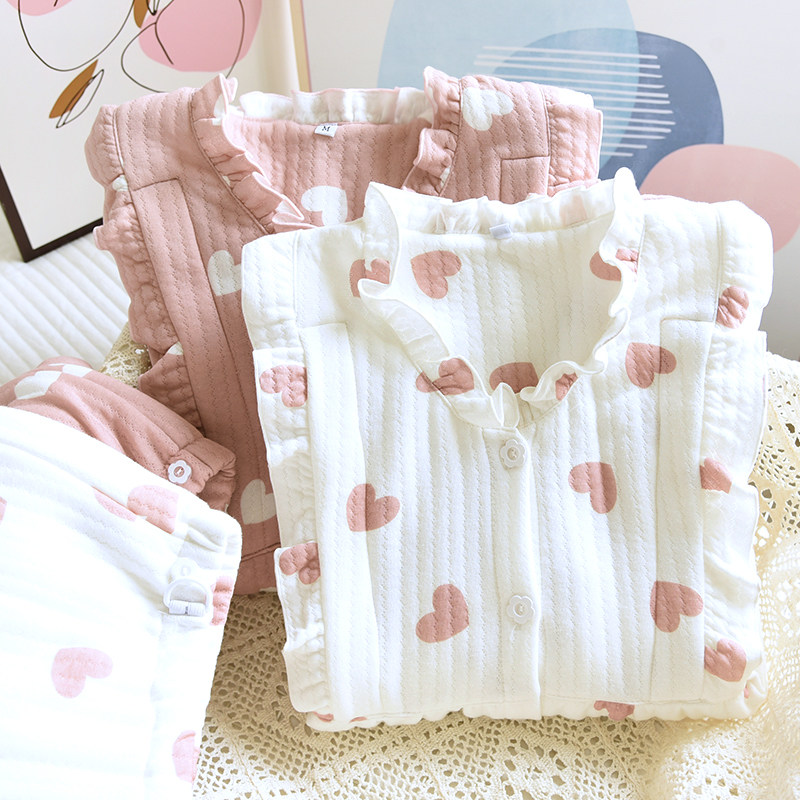 月子服春秋纯棉产后10月份v喂奶空气棉秋冬夹棉哺乳衣孕妇睡衣套