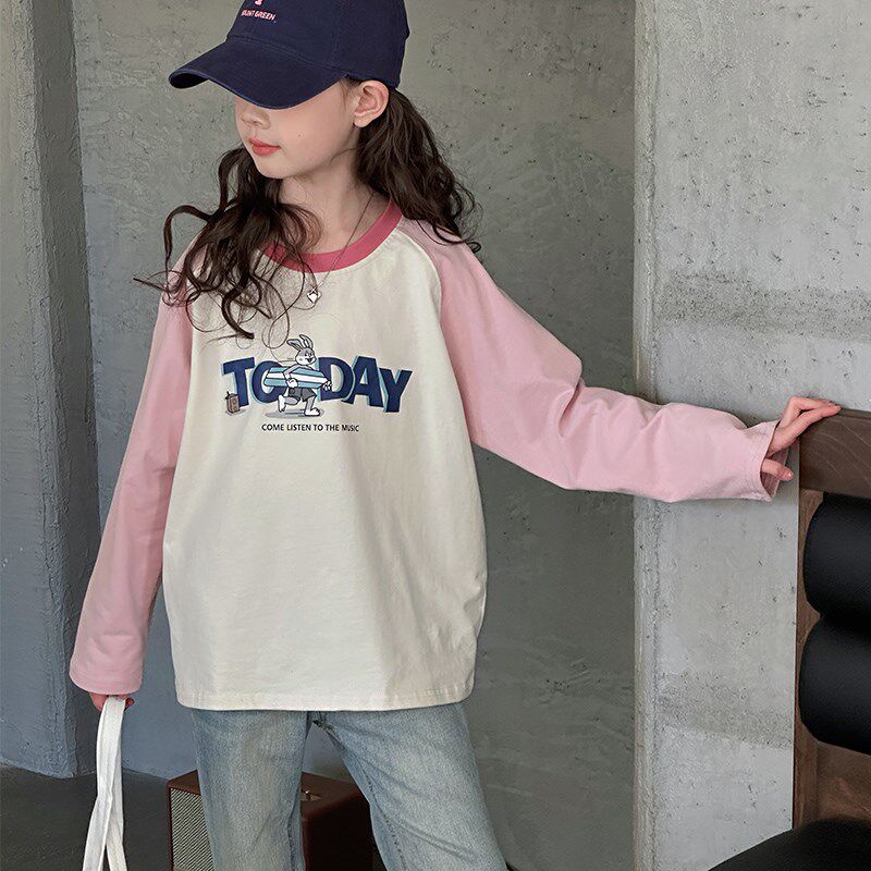 女童长袖T恤2025新款韩版春装儿童女大童春秋洋气内搭打底衫上衣