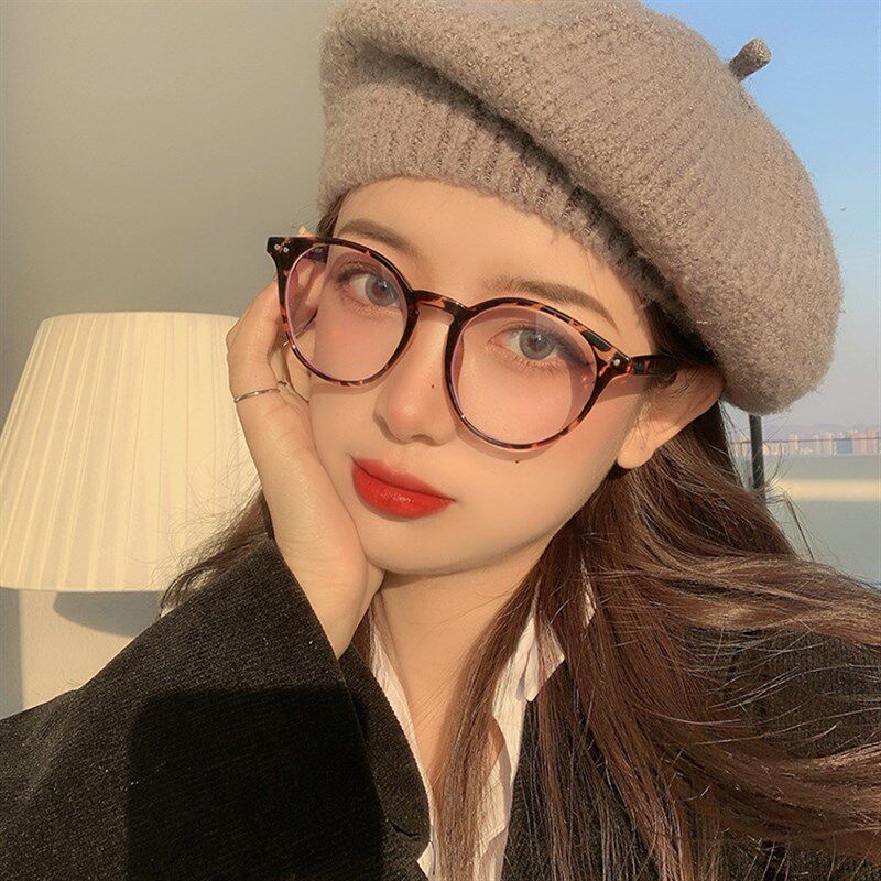 灰色大脸透明眼镜女近视素颜韩版潮显脸小圆形眼镜框圆脸显瘦大框