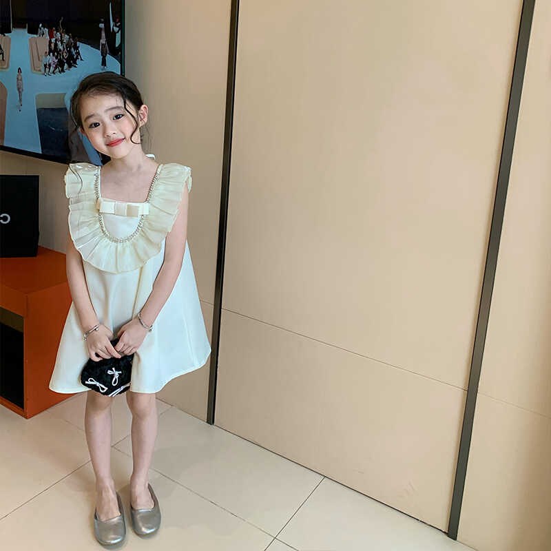 女童连衣裙夏季2024新款洋气儿童装无袖荷叶边女孩公主裙宝宝裙子