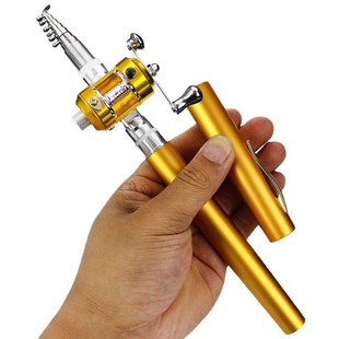 钓鱼竿手杆短节迷你垂钓儿童金属钢E笔竿鼓轮套装远投竿筏竿路亚