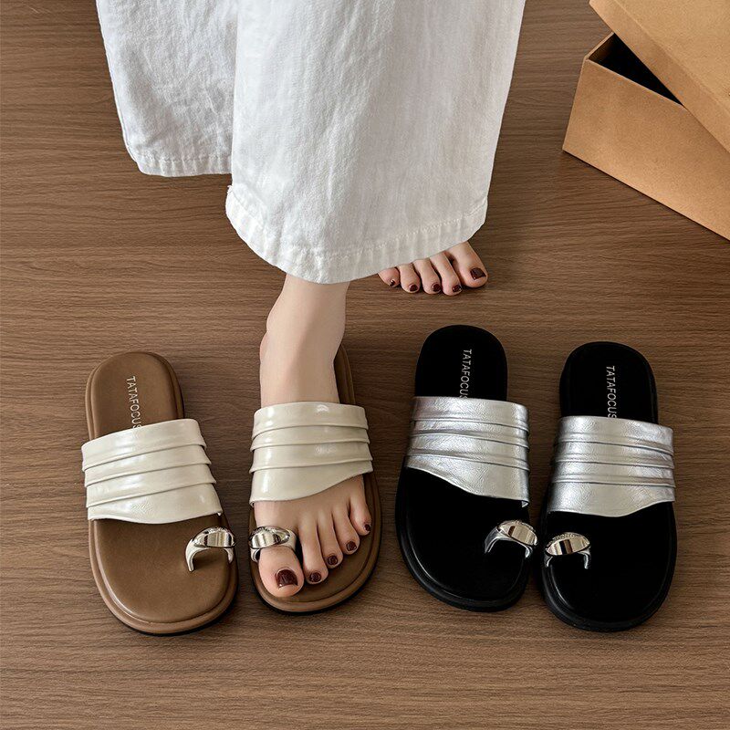 软底套趾凉拖鞋女夏外穿2025新款配裙子夹趾平底海边沙滩一字拖鞋