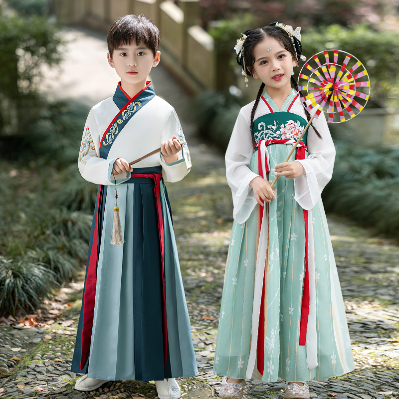 汉服男童女童夏季2024新款儿童古装国学古风帅气唐装演出服春秋款