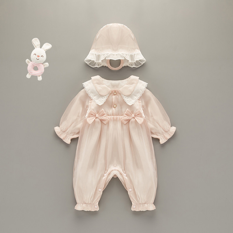 春季婴儿衣服春装女宝宝满月服公主春秋夏套装洋气百天新生连体衣
