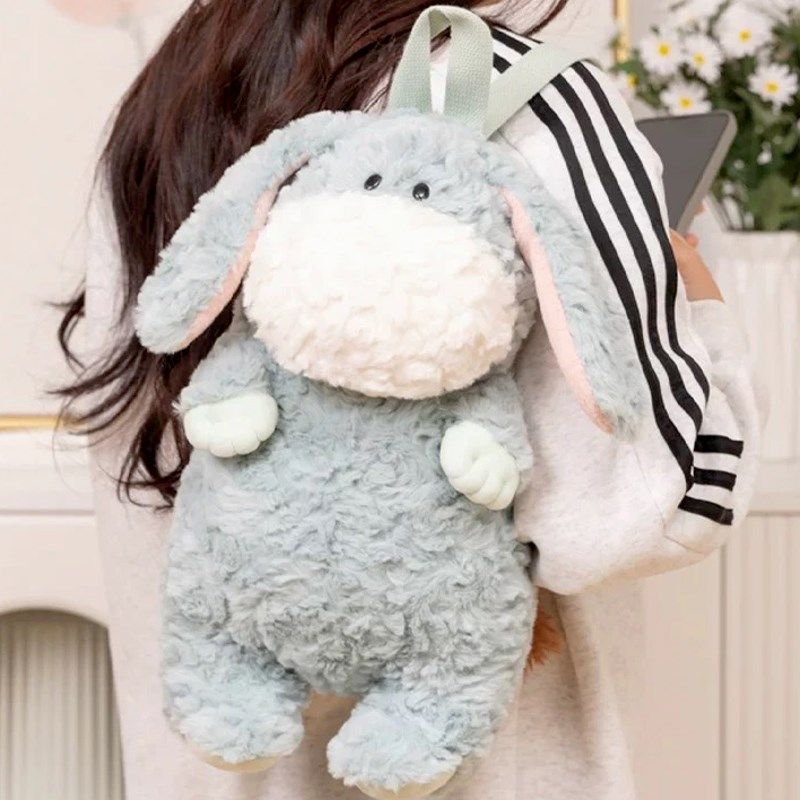 可爱小毛驴双肩包背包呆萌猪猪猫咪公仔娃娃绿龙玩偶毛绒玩具女生