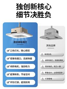 棋牌室吸烟灯空气净化器全自动升降麻将桌馆直排抽烟排烟抽风吊灯