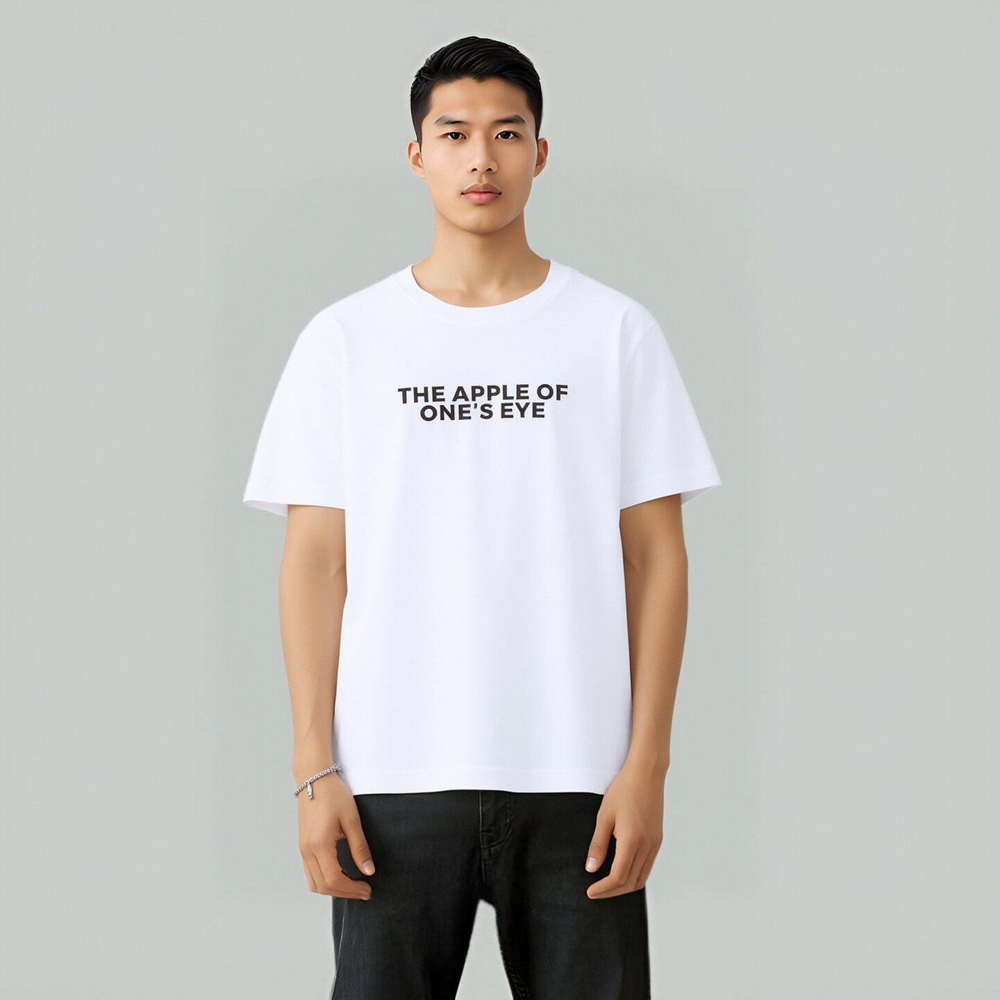 潮牌短袖韩系休闲男士正肩版型丝光棉短袖T恤显高显瘦印花圆领t恤