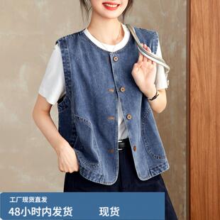 牛仔马甲女款外穿时尚时髦洋气外套宽松马夹春秋薄款背心坎肩外搭
