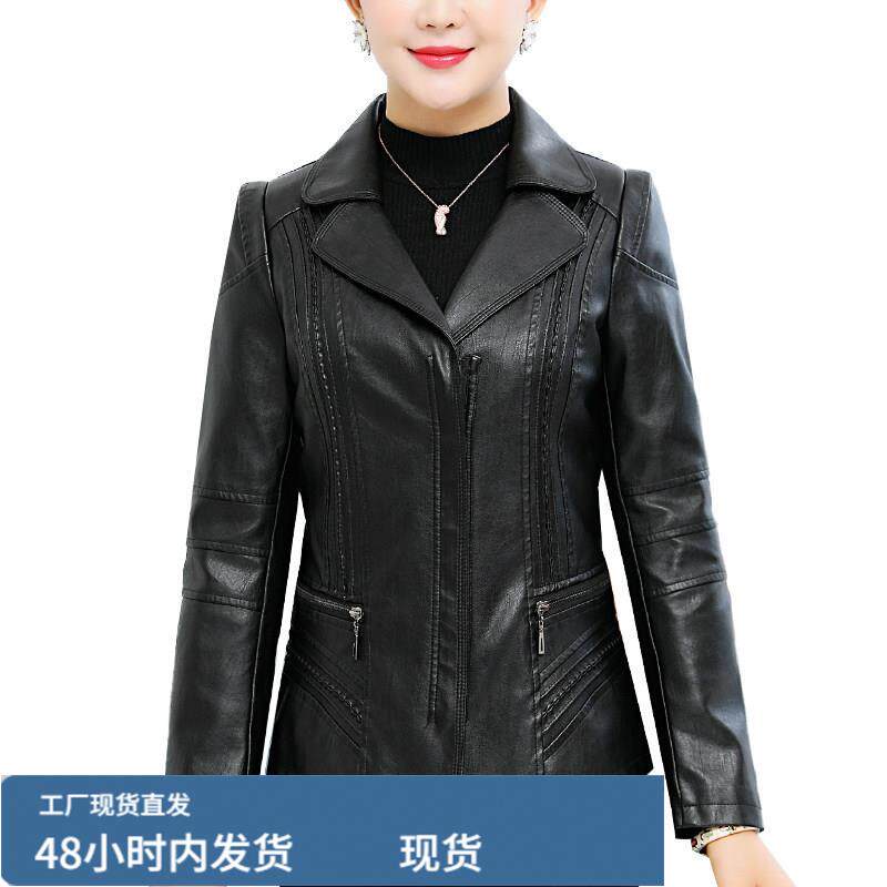 中年女陂衣2025年春秋新款妈妈外套时尚洋派40-50岁妇女PU陂夹克