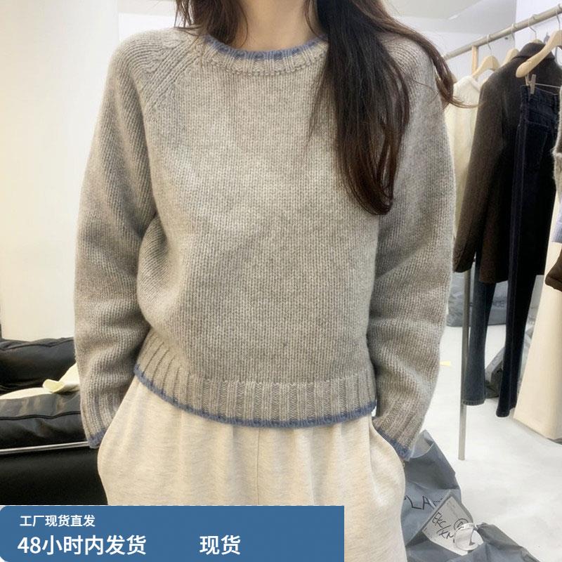 重工羊绒衫女圆领套头韩版加厚宽松羊毛衫秋冬针织打底上衣毛衣潮