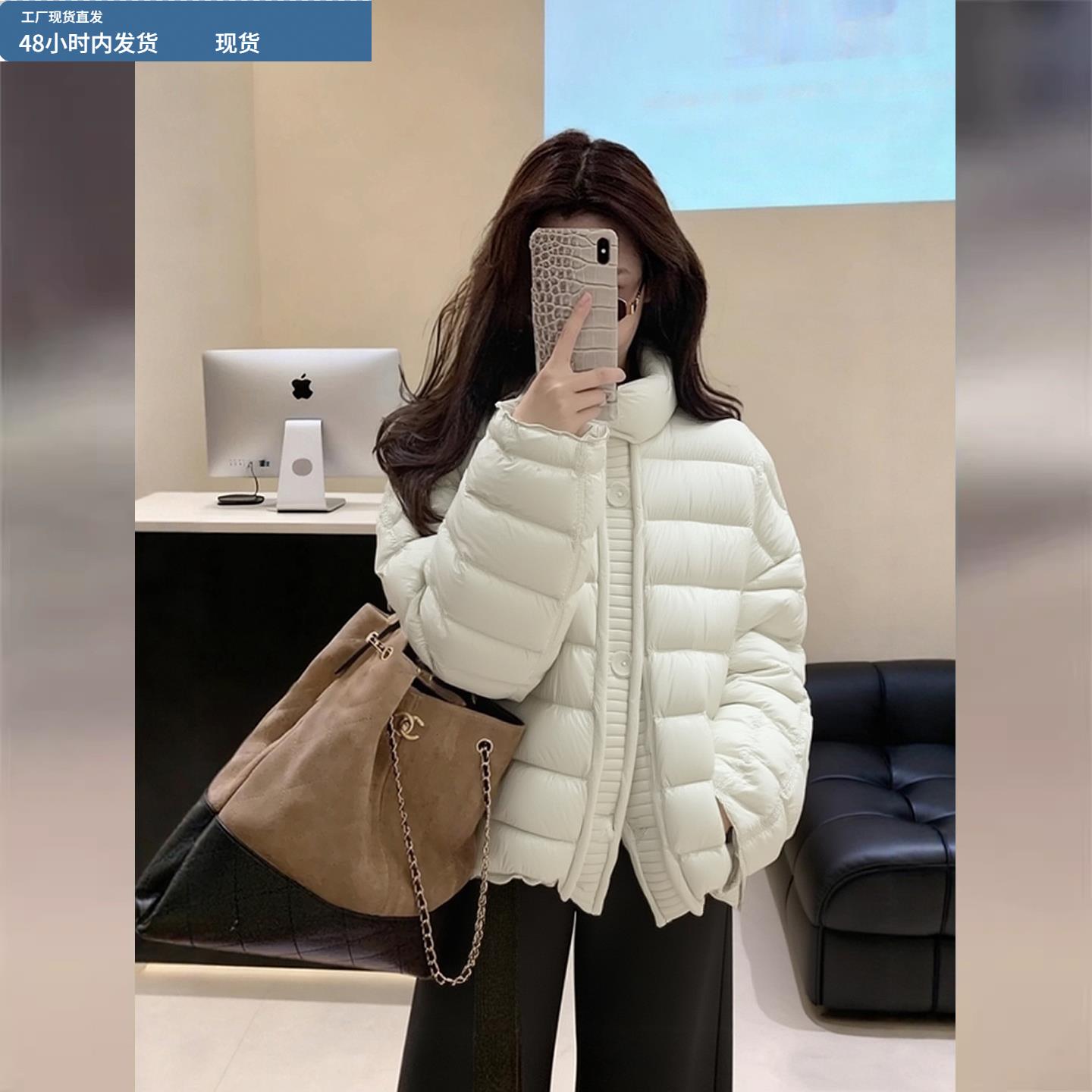 白色排骨羽绒服女2025冬季新款小个子短款百搭加厚保暖面包服外套