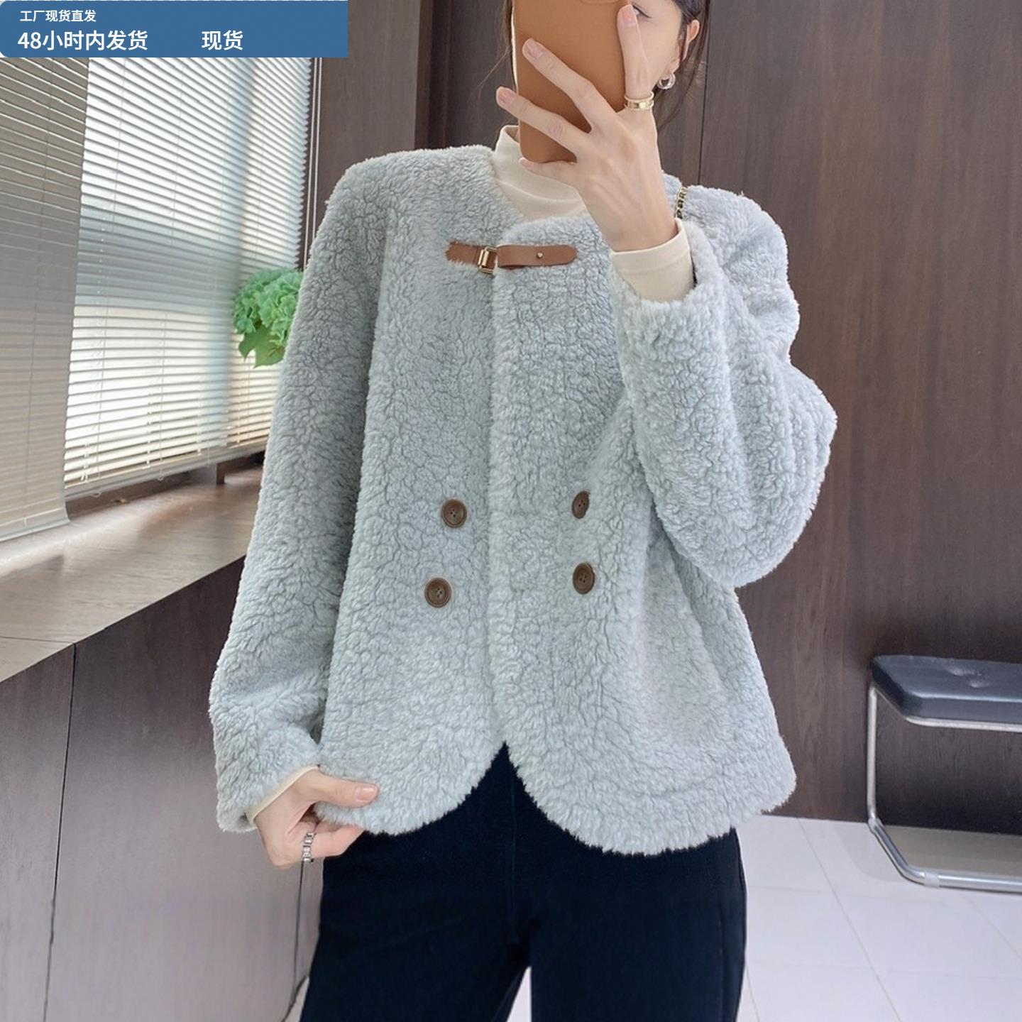 小香风羊羔绒加厚保暖毛毛外套女秋冬装2025新款今年流行爆款上衣