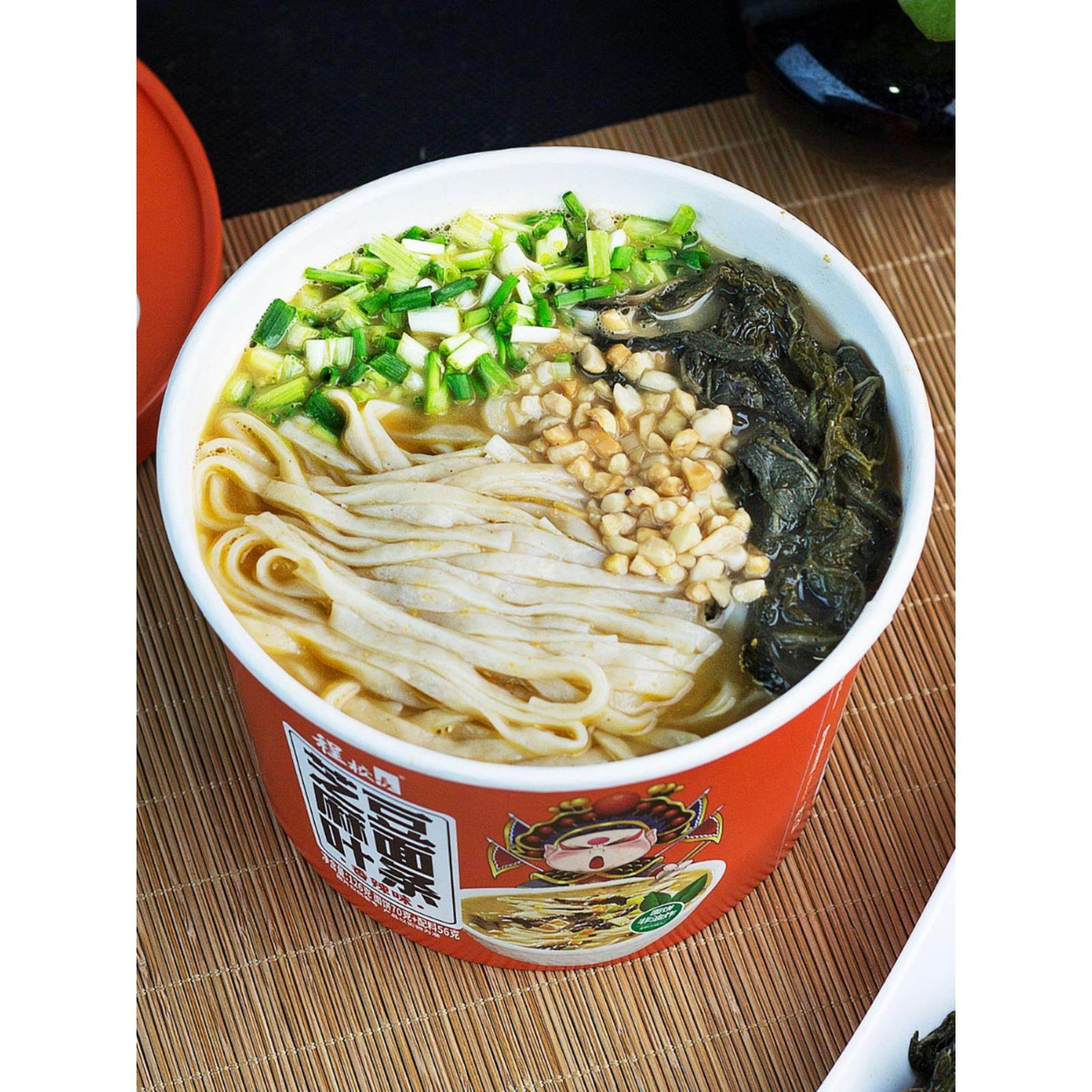程校长芝麻叶豆面条桶装河南特产免煮泡面方便面香辣味非油炸整箱