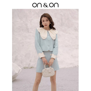韩系时尚 新款 花瓣领轻奢气质粗纺小香外套 安乃安2025冬季 ON＆ON