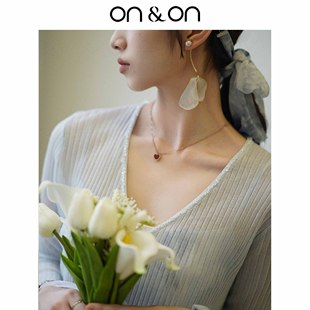 天丝手工钉珠V领轻薄防晒针织开衫 新款 女 安乃安2025夏季 ON＆ON