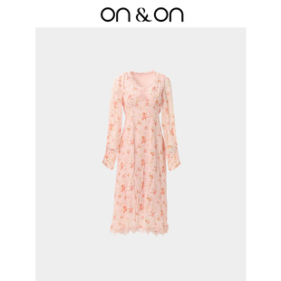 韩系浪漫优雅碎花收腰气质长款 新款 连衣裙 安乃安2025秋季 ON＆ON
