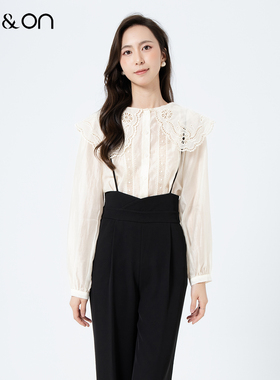 ON＆ON/安乃安2026春季新款韩系翻领娃娃领镂空绣花减龄百搭小衫