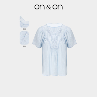 韩系立体刺绣舒适透气休闲百搭小衫 新款 安乃安2025秋季 ON＆ON
