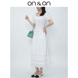 安乃安2025夏季 半身裙套装 新款 温柔减龄白色套装 法式 ON＆ON