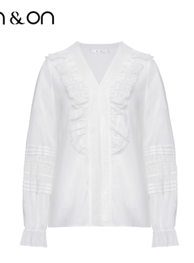 ON＆ON/安乃安【闲鱼】设计感气质镂空白色蕾丝木耳边衬衫