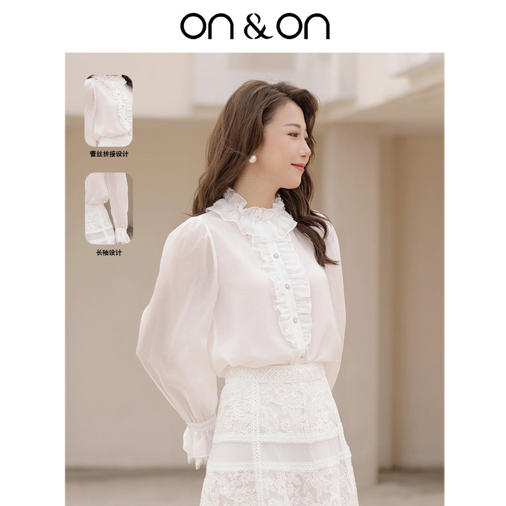 ON＆ON/安乃安2026春季新款独特别致法式宫廷风蕾丝绣花长袖