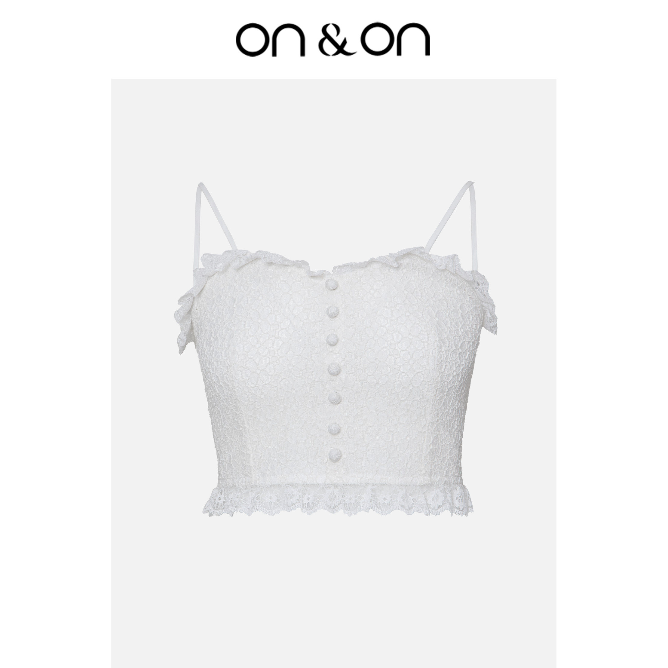 ON＆ON/安乃安法式性感纯欲白色气质百搭蕾丝短款白色背心吊带