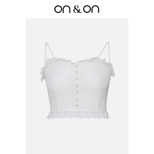 背心吊带 性感纯欲白色气质百搭蕾丝短款 ON＆ON 安乃安2025年法式