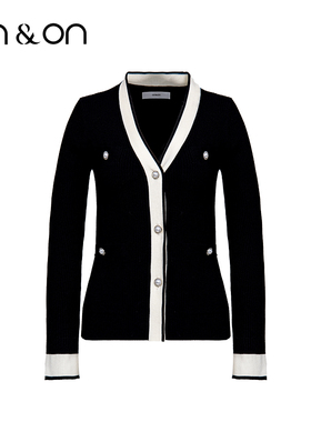 ON＆ON/安乃安2026春季新款百搭时尚撞色拼接休闲风显瘦针织开衫