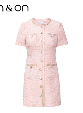 ON＆ON/安乃安新款韩版气质复古粉色小香女装连衣裙-N2SU16005