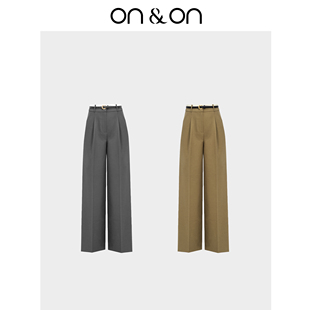 安乃安 高腰撞色腰头通勤阔腿裤 琥珀高智感 新款 25秋季 ON＆ON