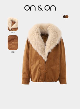 ON＆ON/安乃安25冬季新款韩系复古麂皮绒羽绒狐狸毛软糯皮草外套