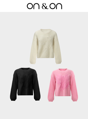 ON＆ON/安乃安2026春季新款韩系圆领宽松甜美减龄慵懒套头针织衫