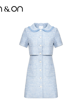 ON＆ON/安乃安2026春季新款时尚娃娃领假两件气质优雅小香连衣裙