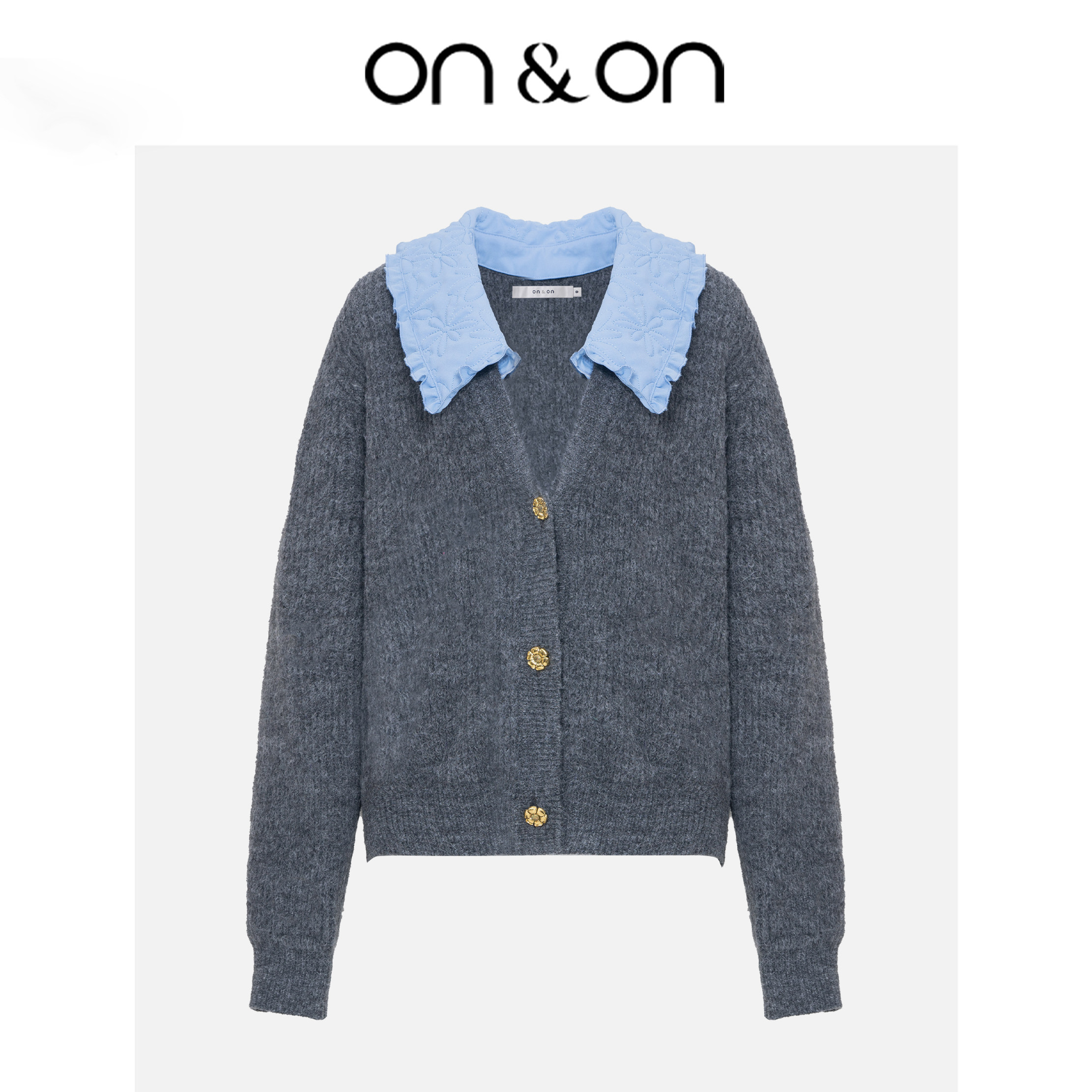 ON＆ON/安乃安【舒心】气质减龄撞色单排扣针织通勤百搭女外套,女装/女士精品,毛针织衫,淘宝优惠券,粉丝福利购,淘宝优惠卷