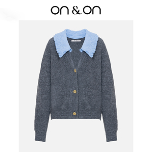 气质减龄撞色单排扣针织通勤百搭女外套 新款 ON＆ON 安乃安冬季